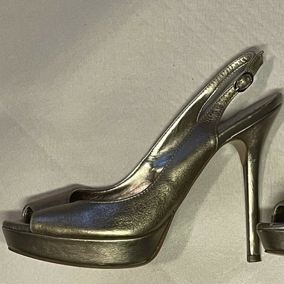 Formentini Gold Peep Toe Stilettos Size 8 39EU - Picture 1 of 6